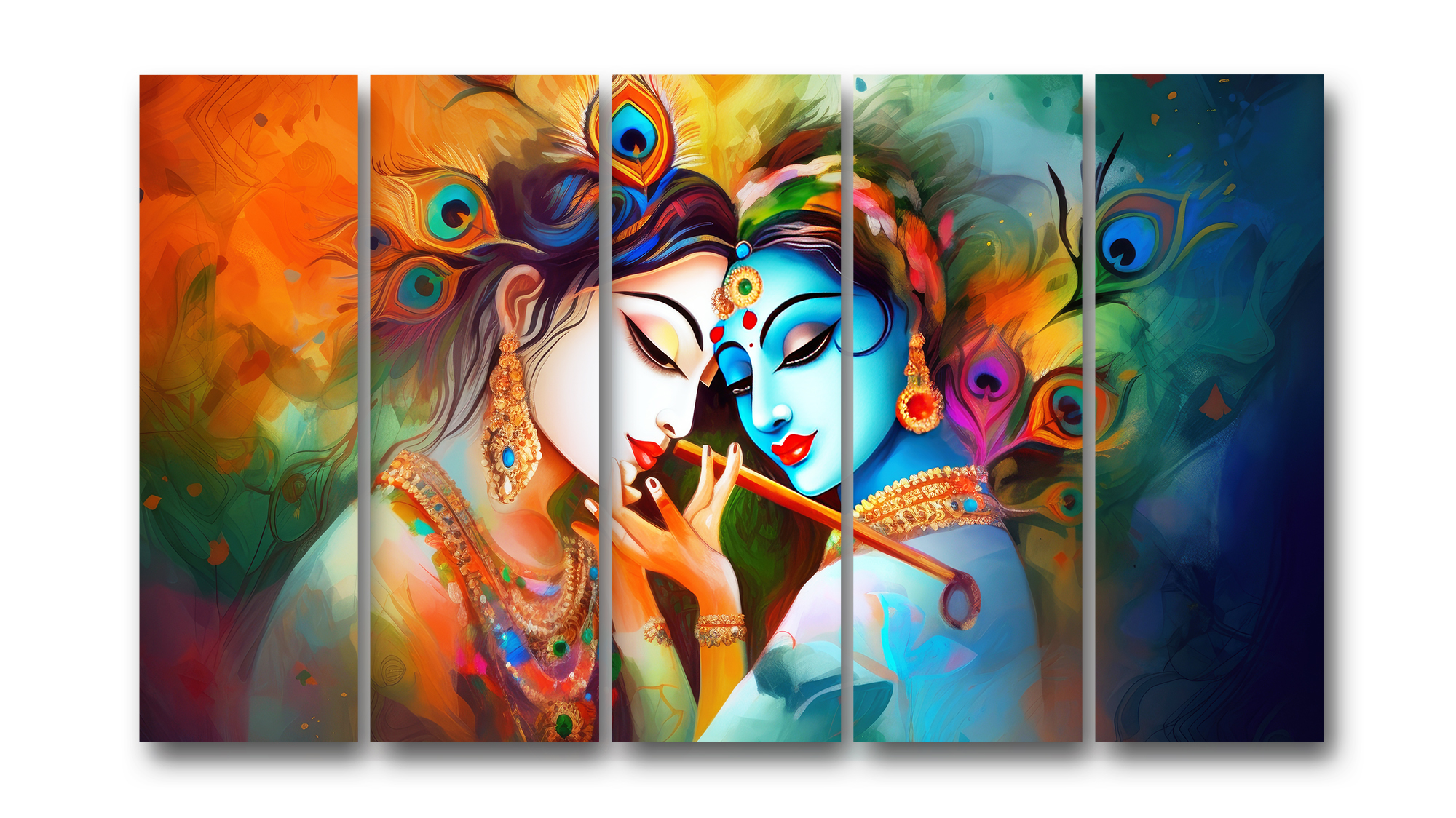 Casperme Radha krishan Wall Painting Framed Big Size For Living Room, Home, office & Wall Decor, 48 x 30 inches set of 5 - Image 2