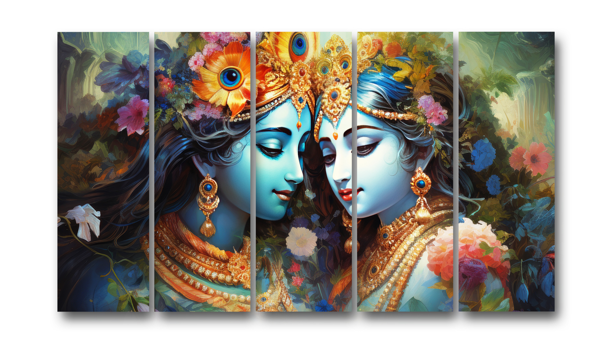 Casperme Radha krishan Wall Painting Framed Big Size For Living Room, Home, office & Wall Decor, 48 x 30 inches set of 5 - Image 2