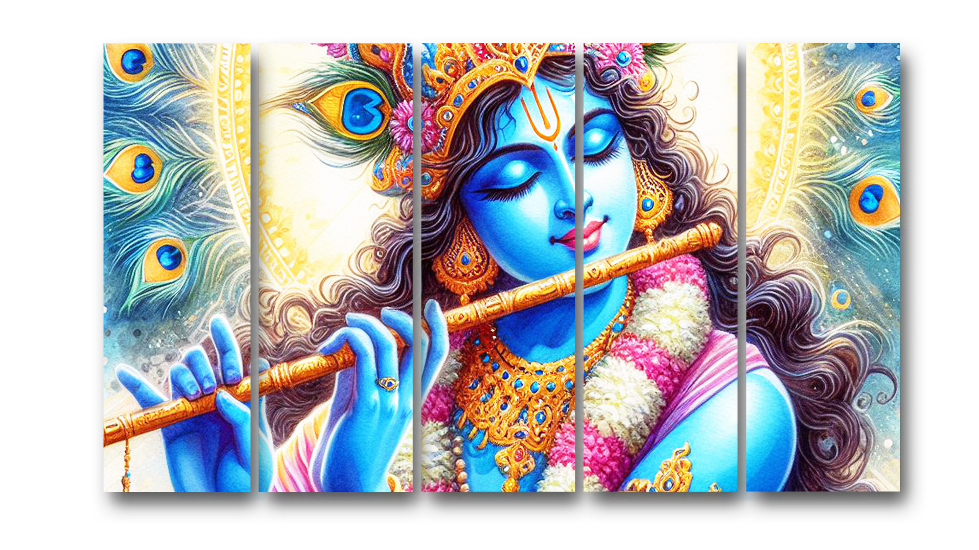 Casperme krishan ji Wall Painting Framed Big Size For Living Room, Home, office & Wall Decor, 48 x 30 inches set of 5 - Image 2