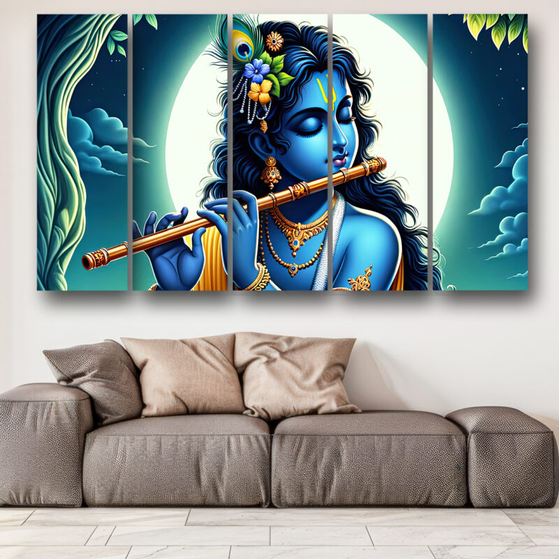 Casperme krishan ji Wall Painting Framed Big Size For Living Room, Home, office & Wall Decor, 48 x 30 inches set of 5