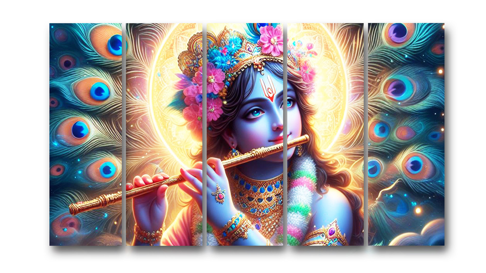 Casperme krishan ji Wall Painting Framed Big Size For Living Room, Home, office & Wall Decor, 48 x 30 inches set of 5 - Image 2