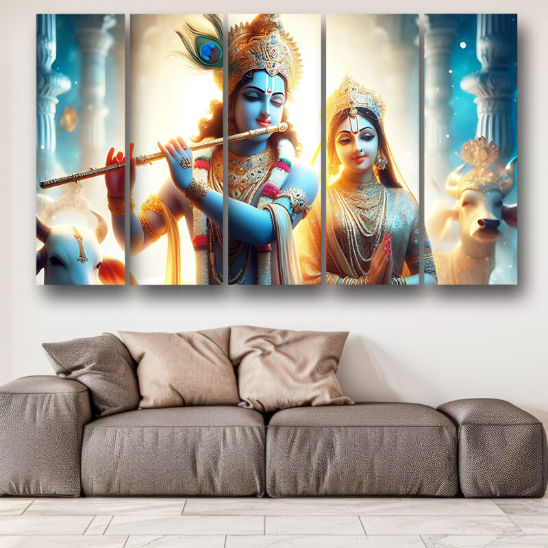 Casperme  Radha krishan Wall Painting Framed Big Size For Living Room, Home, office & Wall Decor, 48 x 30 inches set of 5