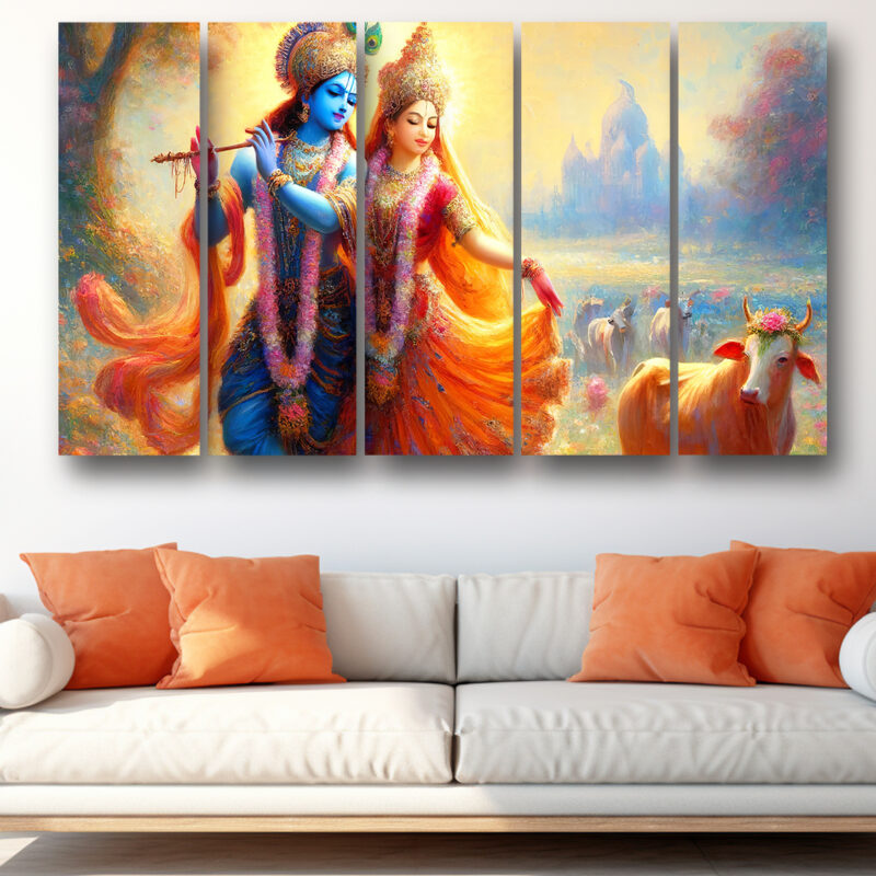 Casperme  Radha krishan Wall Painting Framed Big Size For Living Room, Home, office & Wall Decor, 48 x 30 inches set of 5