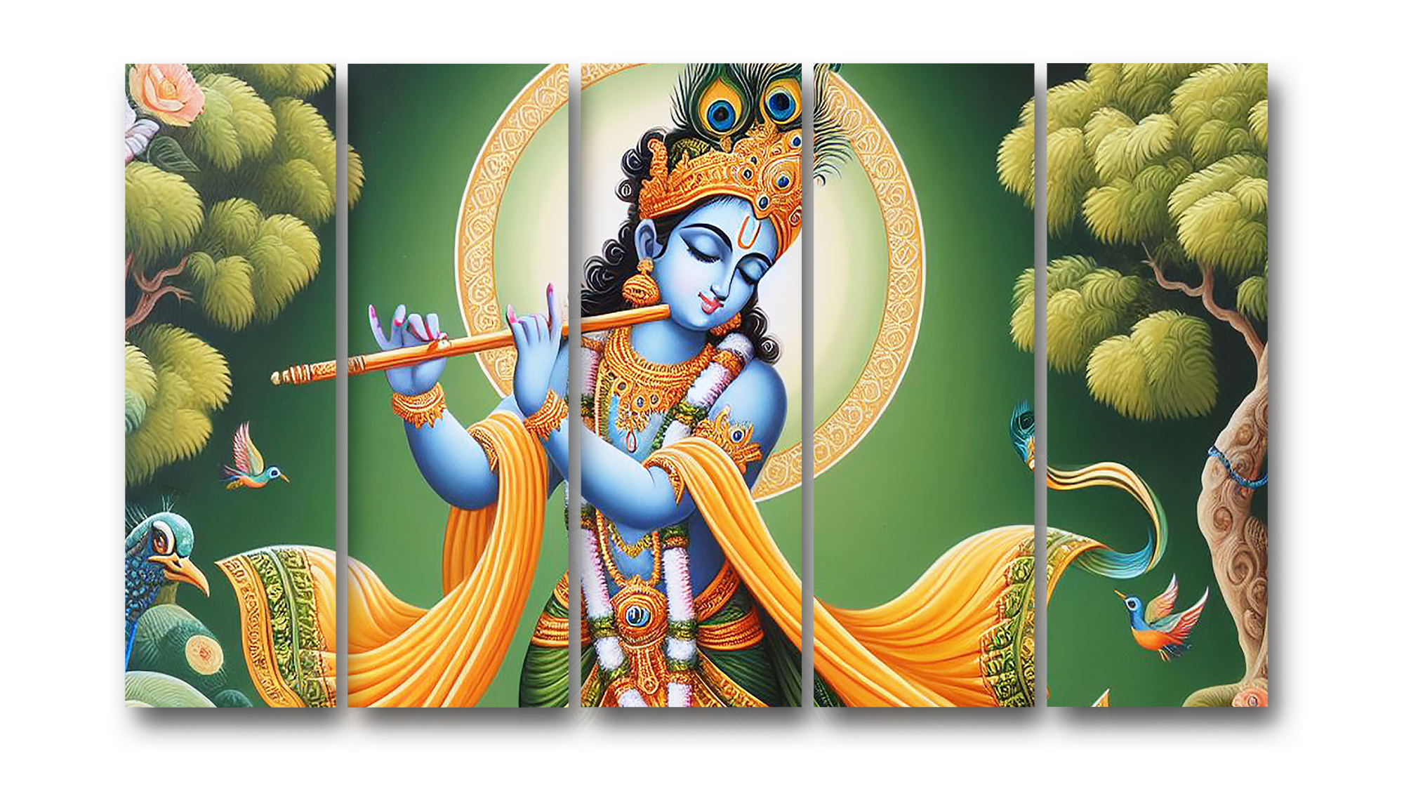 Casperme krishan Wall Painting Framed Big Size For Living Room, Home, office & Wall Decor, 48 x 30 inches set of 5
