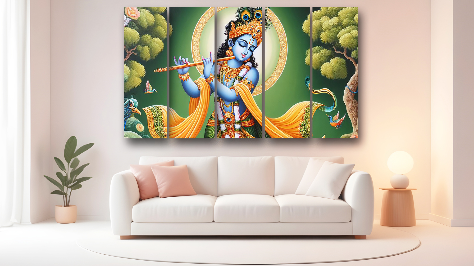 Casperme krishan Wall Painting Framed Big Size For Living Room, Home, office & Wall Decor, 48 x 30 inches set of 5 - Image 2