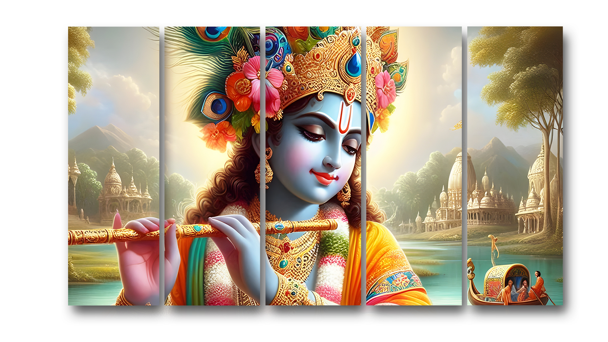 Casperme krishan ji Wall Painting Framed Big Size For Living Room, Home, office & Wall Decor, 48 x 30 inches set of 5 - Image 2