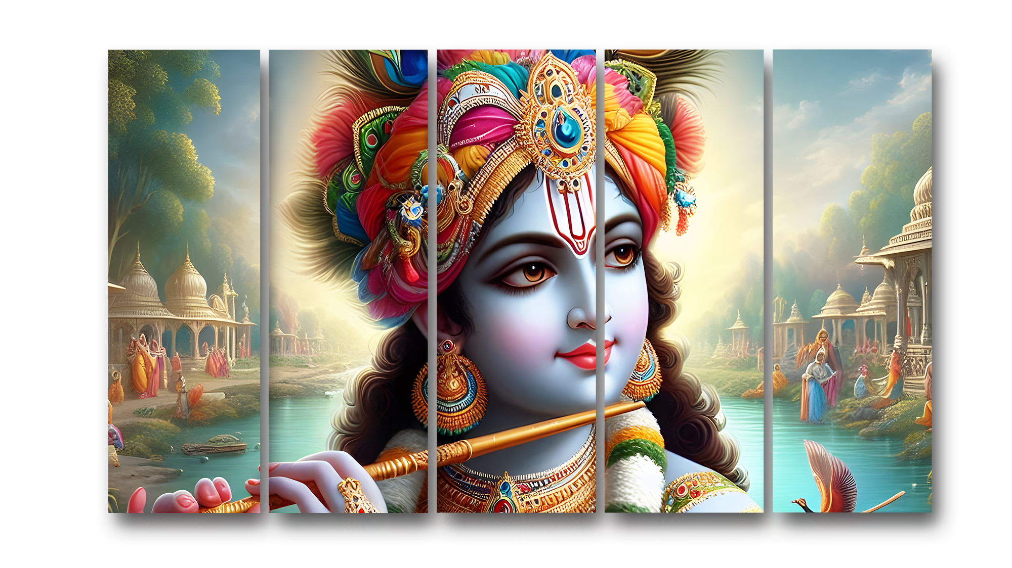 Casperme krishan ji Wall Painting Framed Big Size For Living Room, Home, office & Wall Decor, 48 x 30 inches set of 5 - Image 4