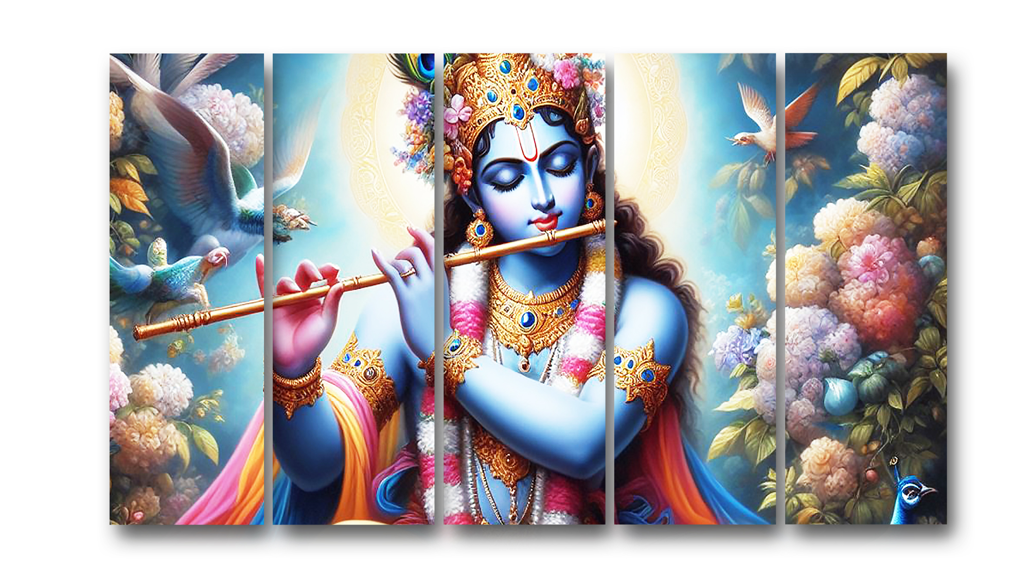 Casperme krishan ji Wall Painting Framed Big Size For Living Room, Home, office & Wall Decor, 48 x 30 inches set of 5 - Image 2