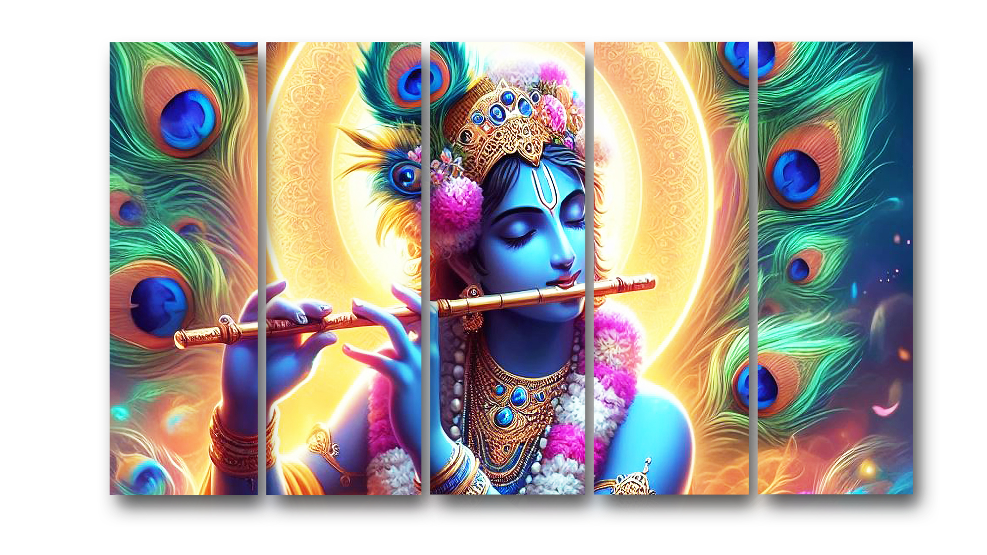 Casperme krishan ji Wall Painting Framed Big Size For Living Room, Home, office & Wall Decor, 48 x 30 inches set of 5 - Image 2