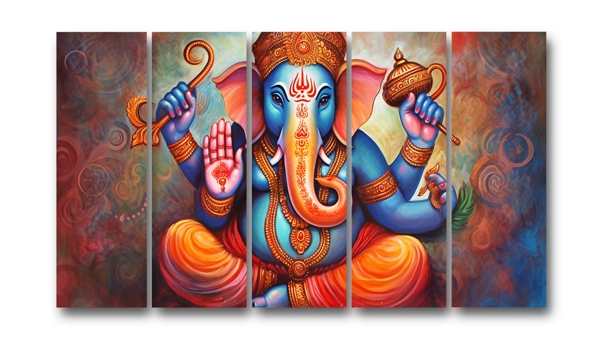 Casperme Ganesh ji Wall Painting Framed Big Size For Living Room, Home, office & Wall Decor, 48 x 30 inches set of 5 - Image 2