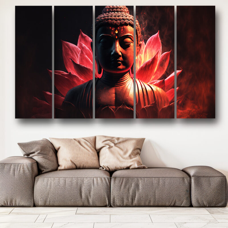 Casperme Buddha ji Wall Painting Framed Big Size For Living Room, Home, office & Wall Decor, 48 x 30 inches set of 5