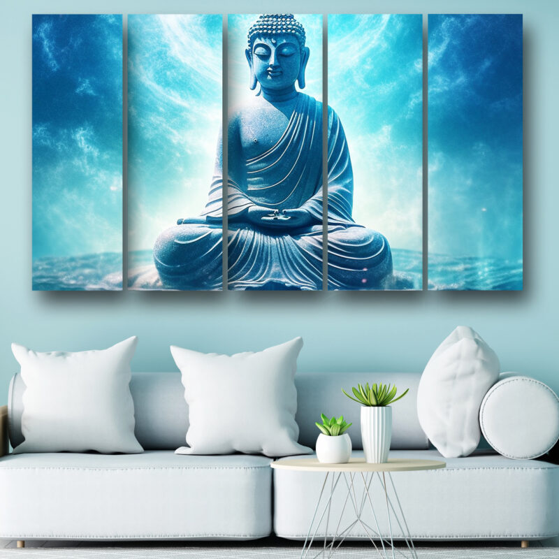 Casperme Buddha ji Wall Painting Framed Big Size For Living Room, Home, office & Wall Decor, 48 x 30 inches set of 5
