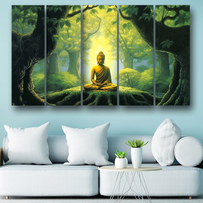Casperme Buddha ji Wall Painting Framed Big Size For Living Room, Home, office & Wall Decor, 48 x 30 inches set of 5