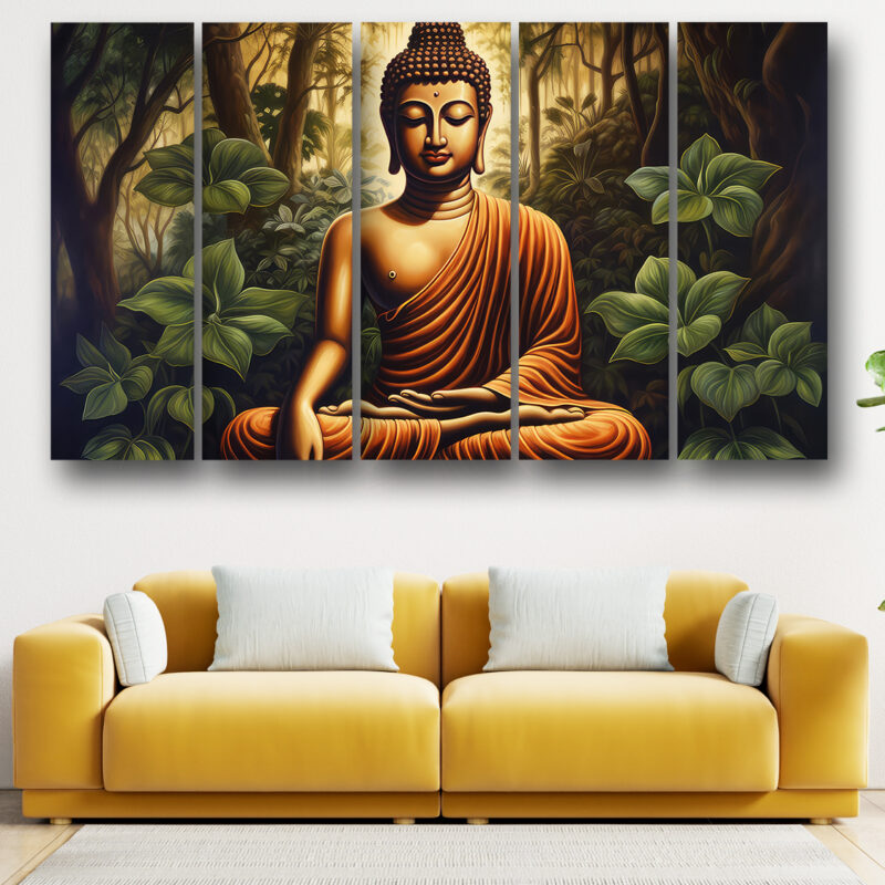 Casperme Buddha ji Wall Painting Framed Big Size For Living Room, Home, office & Wall Decor, 48 x 30 inches set of 5