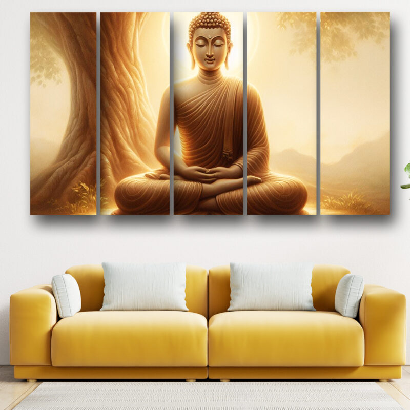 Casperme Buddha ji Wall Painting Framed Big Size For Living Room, Home, office & Wall Decor, 48 x 30 inches set of 5