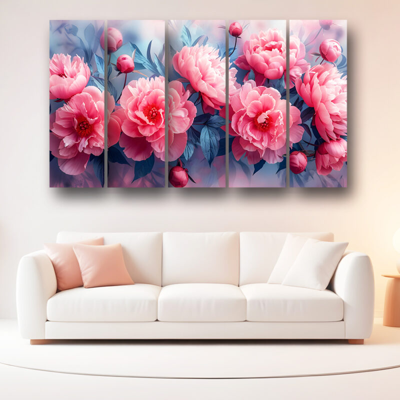 Casperme Floral Wall Painting Framed Big Size For Living Room, Home, office & Wall Decor, 48 x 30 inches set of 5