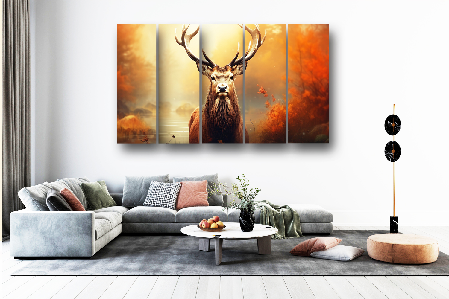 Casperme deer Wall Painting Framed Big Size For Living Room, Home, office & Wall Decor, 48 x 30 inches set of 5 - Image 4
