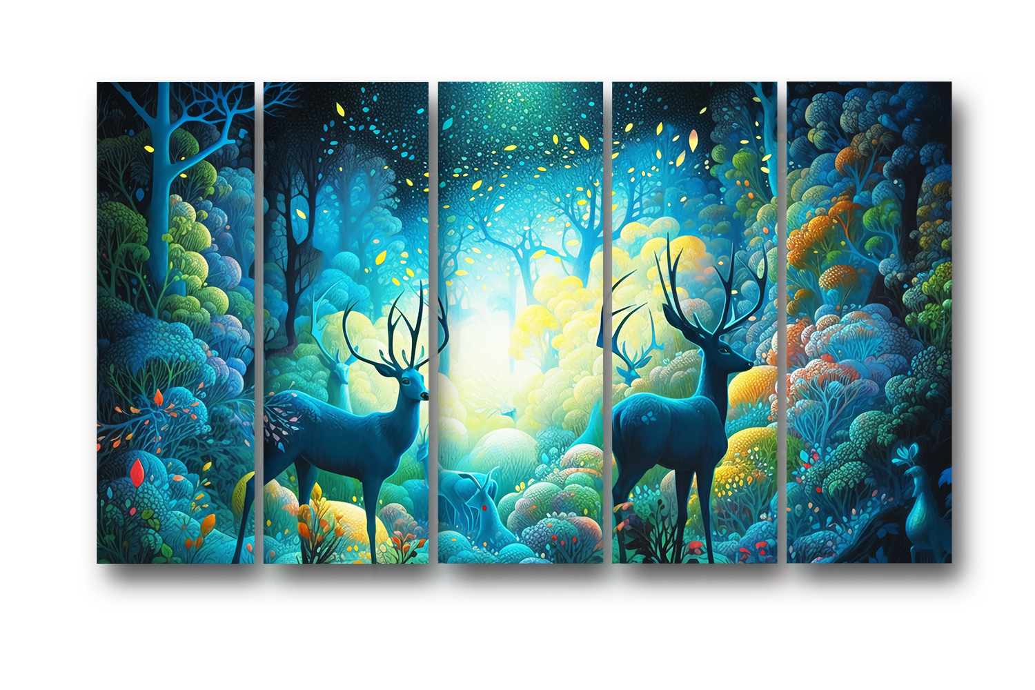 Casperme deer Wall Painting Framed Big Size For Living Room, Home, office & Wall Decor, 48 x 30 inches set of 5 - Image 2