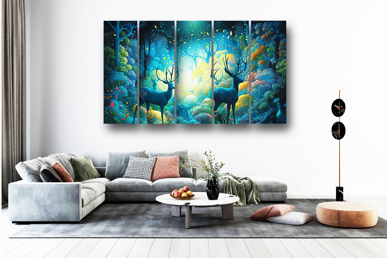 Casperme deer Wall Painting Framed Big Size For Living Room, Home, office & Wall Decor, 48 x 30 inches set of 5 - Image 4