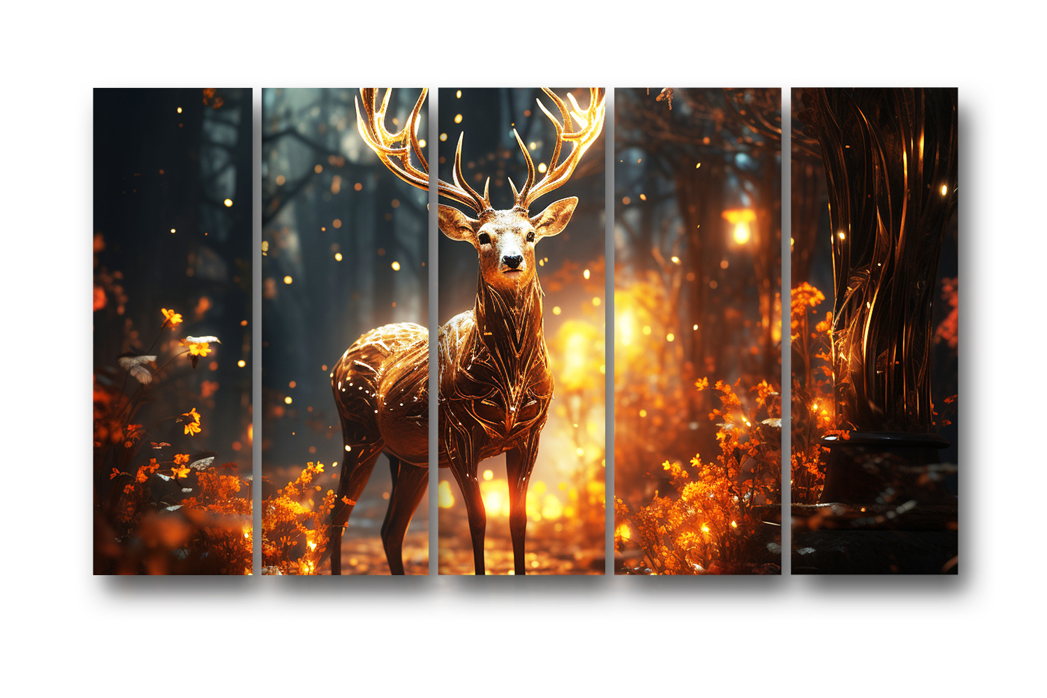 Casperme deer Wall Painting Framed Big Size For Living Room, Home, office & Wall Decor, 48 x 30 inches set of 5 - Image 2