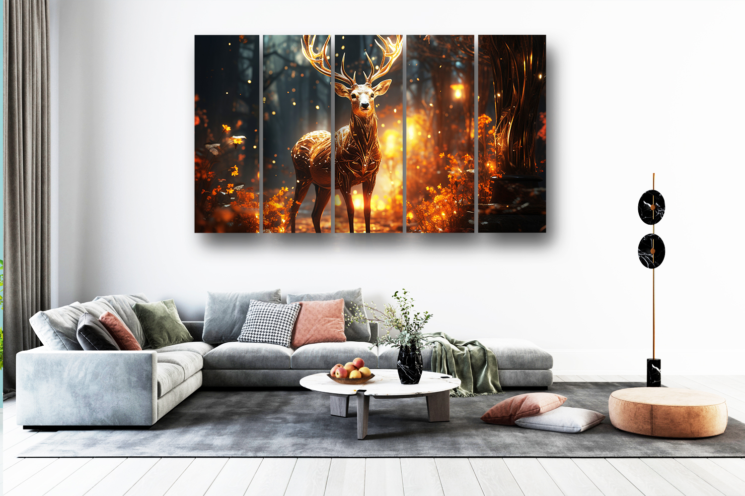 Casperme deer Wall Painting Framed Big Size For Living Room, Home, office & Wall Decor, 48 x 30 inches set of 5 - Image 4