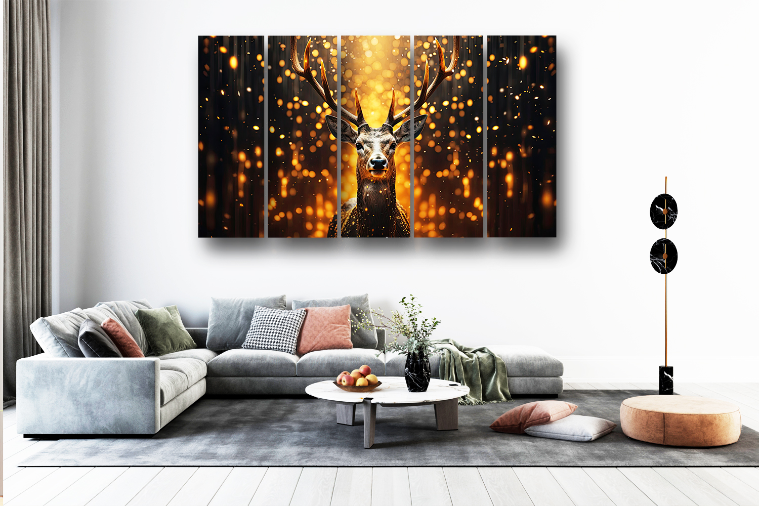 Casperme deer Wall Painting Framed Big Size For Living Room, Home, office & Wall Decor, 48 x 30 inches set of 5 - Image 4