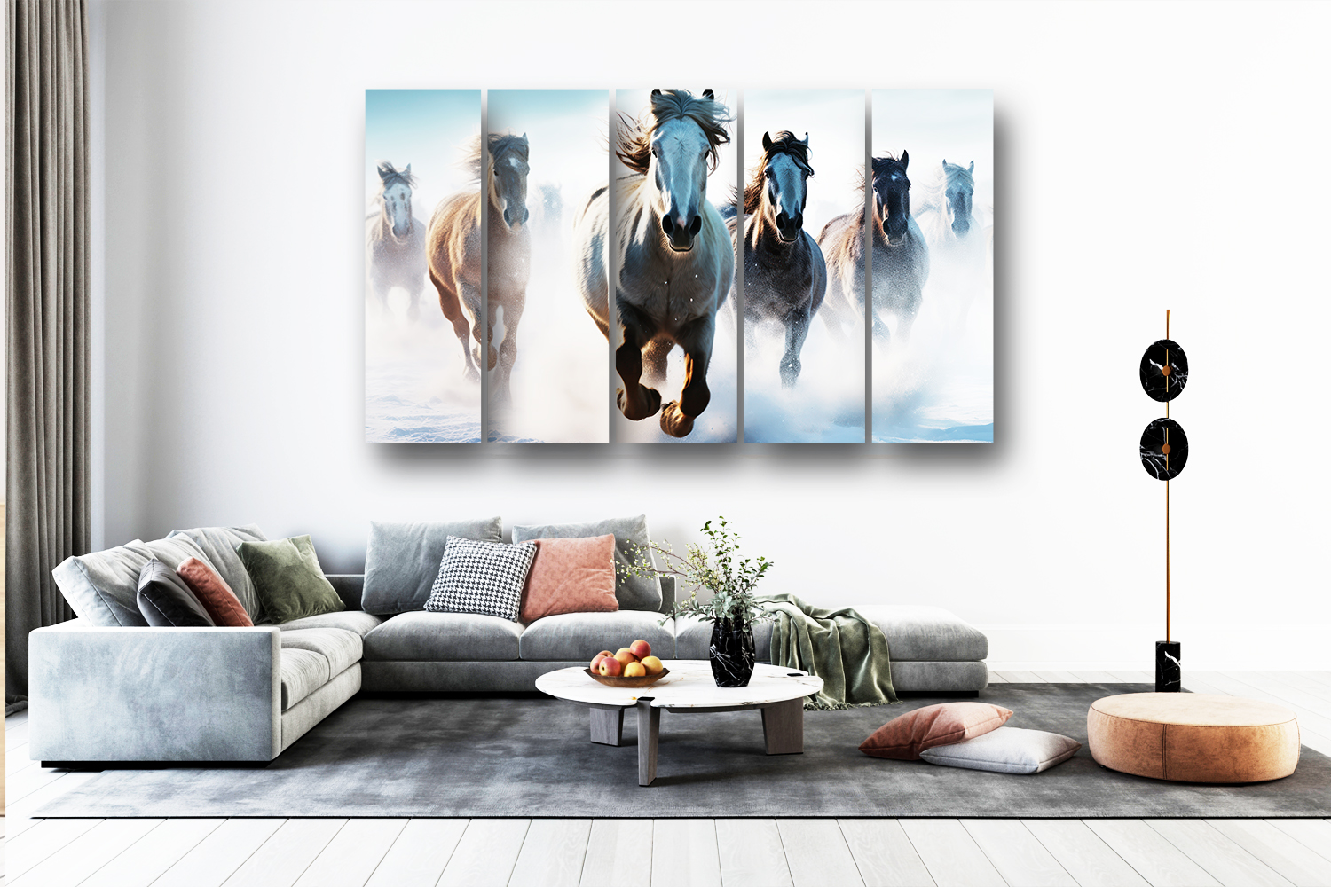 Casperme 7 Horses Wall Painting Framed Big Size For Living Room, Home, office & Wall Decor, 48 x 30 inches set of 5 - Image 4